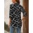 1pc Elegant Women'S Geometric-Patterned V-Neck Half Sleeve Shirt - Polyester Woven Pullover with Regular Fit for Spring/Summer/Fall