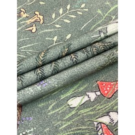 [3D Print Forest Sweater] Women's 3D All-Over Print Forest Sweater - Oversized H-Line Silhouette, High Neck Long Sleeves, Green Pullover with Foxes Rabbits Birds Mushrooms - All-Season Casual Semi-Formal Wear