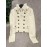 Multi-button decorated large zipper stand-up collar slim-fit cardigan