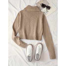 Multi-button decorated large zipper stand-up collar slim-fit cardigan