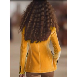 Plus Size, Large Size Women's Blazer Jacket - Elegant Solid Color Lapel Collar Suit Coat with Notch Door Frame, Machine Washable Professional Attire for, Weddings & Special Occasions (Regular Fit Long Sleeve) for mature women