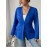 Plus Size - Plus Size, - Plus Size, Women'S Elegant Blue Blazer - Structured Lapel Collar, Non-See-Through Professional Jacket for Everyday & Special Events, Spring/Fall/Summer Outerwear