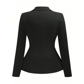 Plus Size, Women's Plus Size Tailored Black Suit Jacket - Elegant Lapel Collar Blazer Coat, Structured Notch Jacket for,, Weddings & Professional Attire, Wrinkle-Resistant Classic Fit (Machine Washable)