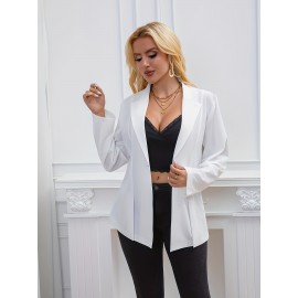 Plus Size, 's Plus Size Elegant White Blazer Jacket - Collar Structured Tailored Suit Coat, Machine Washable Large Business Coat for Professional Workwear, Weddings & Formal Events (No Stretch, Spring/Fall)