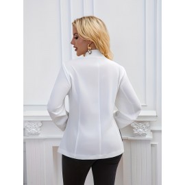 Plus Size, 's Plus Size Elegant White Blazer Jacket - Collar Structured Tailored Suit Coat, Machine Washable Large Business Coat for Professional Workwear, Weddings & Formal Events (No Stretch, Spring/Fall)