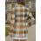 Plus Size - Plus Size Women'S H-Line Structured Blazer Jacket - Elegant Plaid Print (Brown/Beige/Tan/White) Long Sleeve Tailored Coat with Pockets, Machine Washable, Single-Button Closure for Office, Party & Semi-Formal Attire - Spring/Fall Outerwear, Versatile Casual to Professional Wear, Jackets for Women Plus Size, Plus Size Womens Coats And Jackets, Blazer for Women Plus Size Elegant Classy, Coats for Women, Plus Size Coats, Cardigan For Women, Women Cardigan, Plus